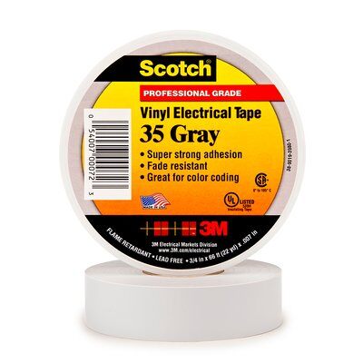 Scotch&reg; Vinyl Color Coding Electrical Tape 35 3/4in x 66ft Gray (10 RL/BX) (100 RL/CS)